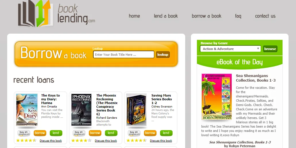 The BookLending.com borrow page