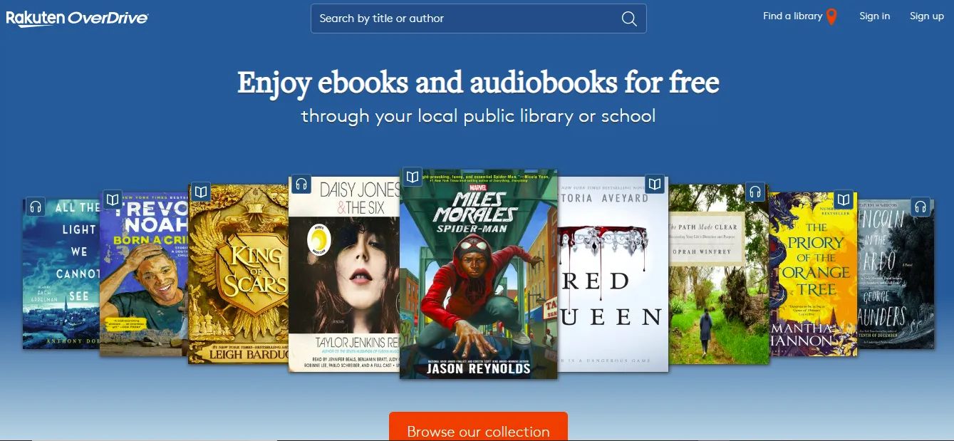 The OverDrive home page