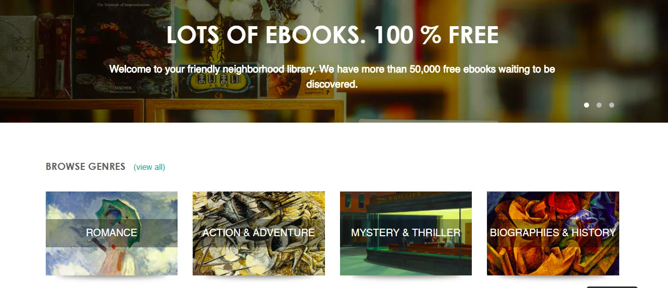 The ManyBooks home page