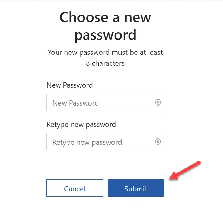 Change password submit