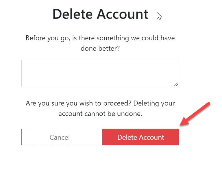 Delete account submit