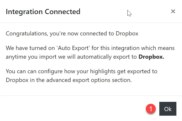 Dropbox connected