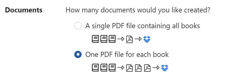 Export options documents
