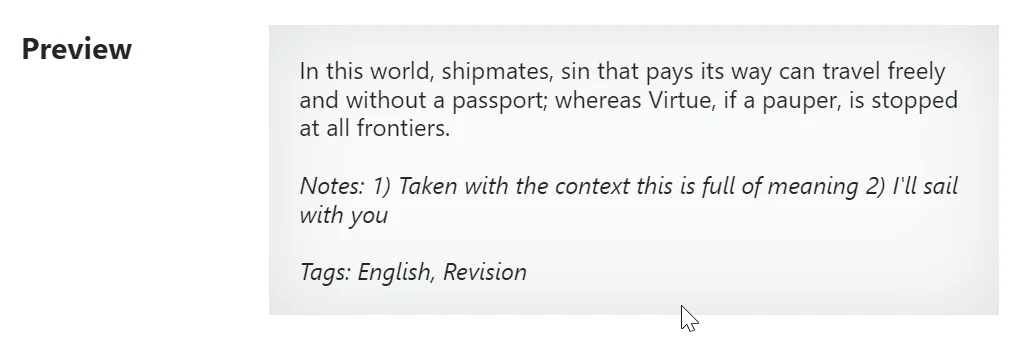 Export options preview