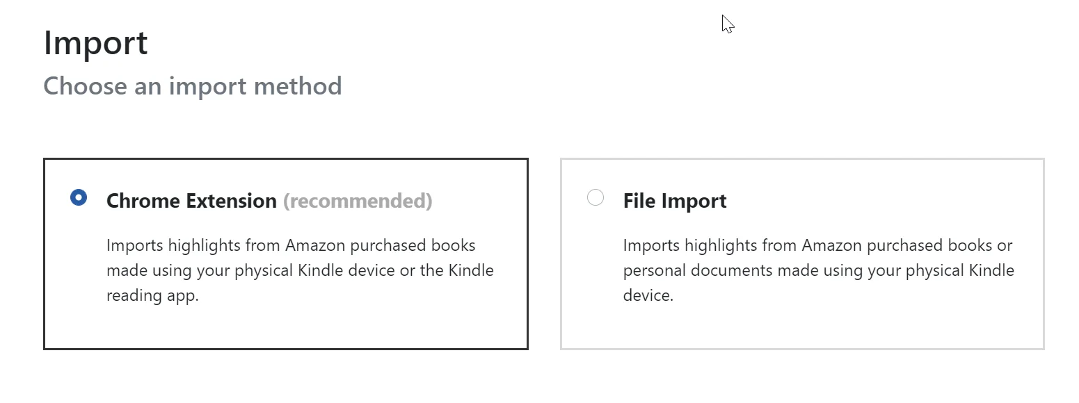 Kindle highlights import method