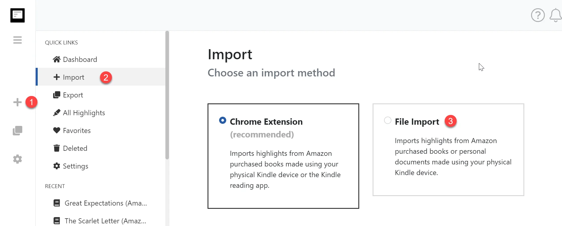 Selecting file import