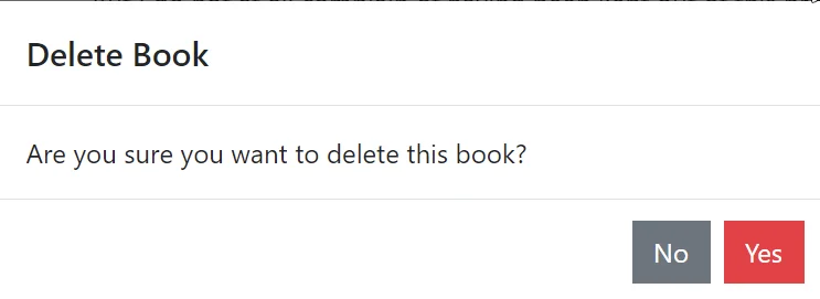 Delete book confirmation