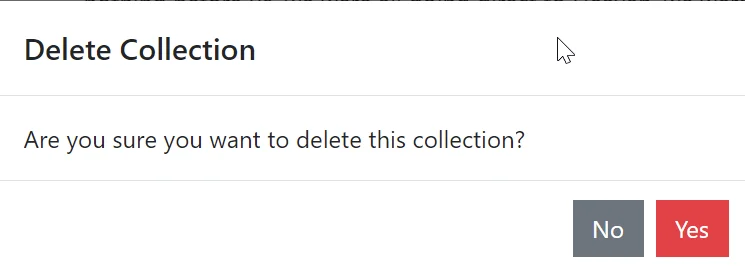 Delete collection confirmation