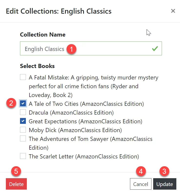 Edit book collection