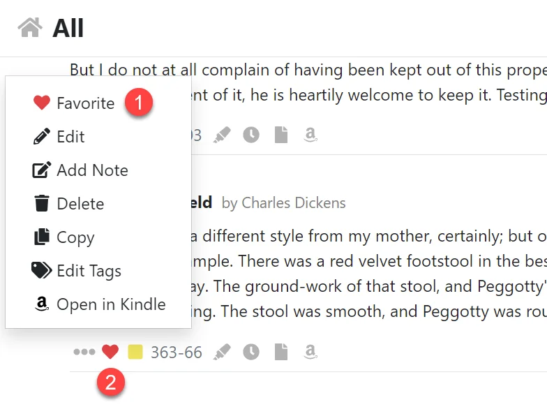 Favorite your kindle highlights